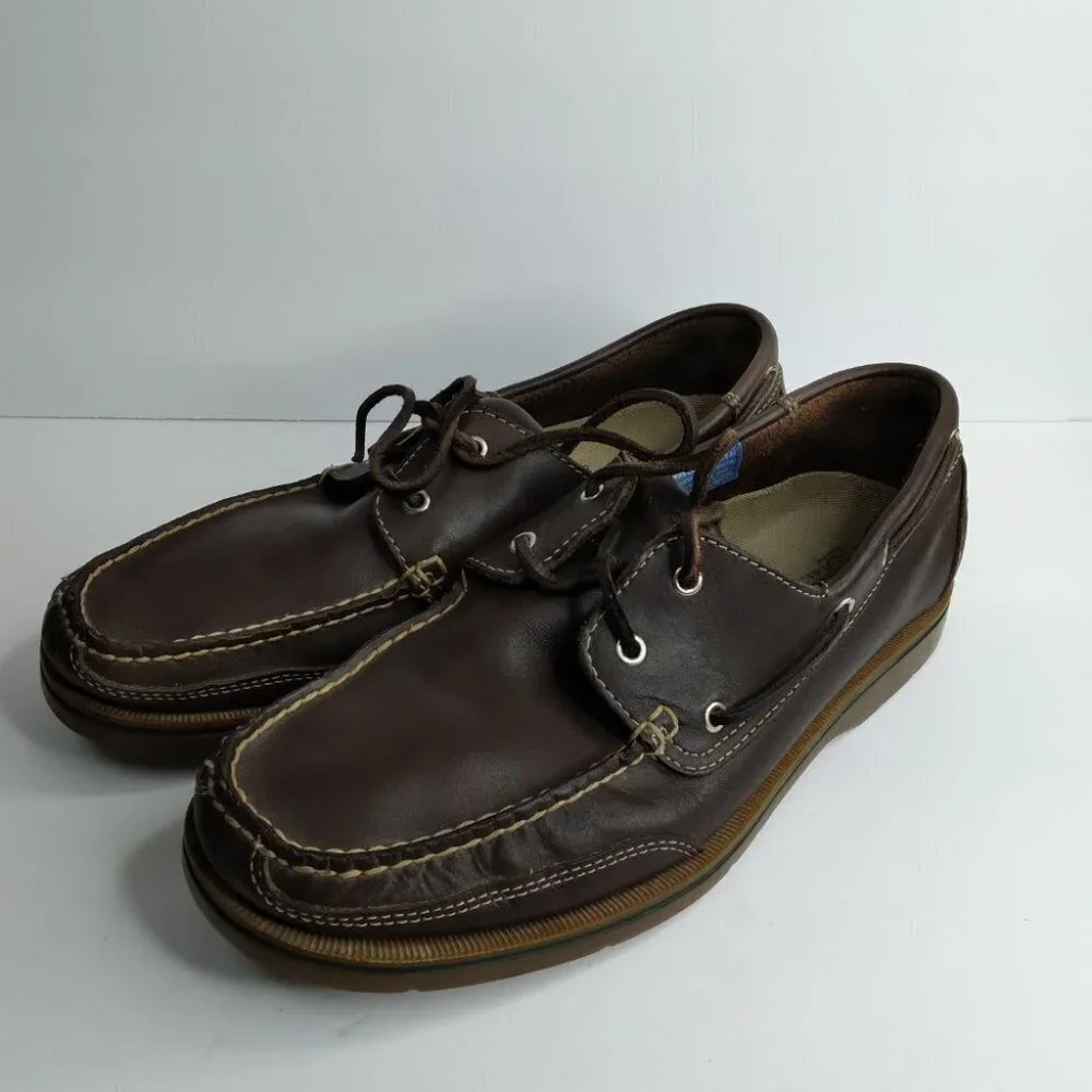 Rockport Washable Footwear Brown Leather Boat Shoes Loafers Size 11.5M